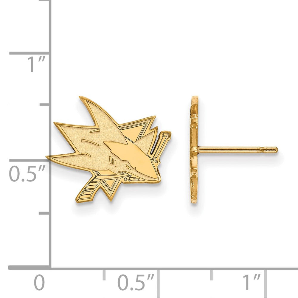 10K Gelbgold Nhl Logoart San Jose Sharks Klein Ohrstecker