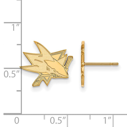10K Gelbgold Nhl Logoart San Jose Sharks Klein Ohrstecker