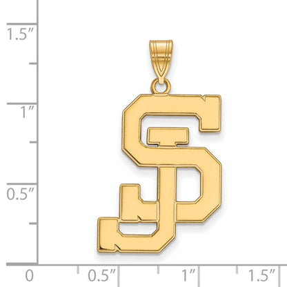 14K Gelbgold Logoart San Jose State University S J Extra Groß Anhänger