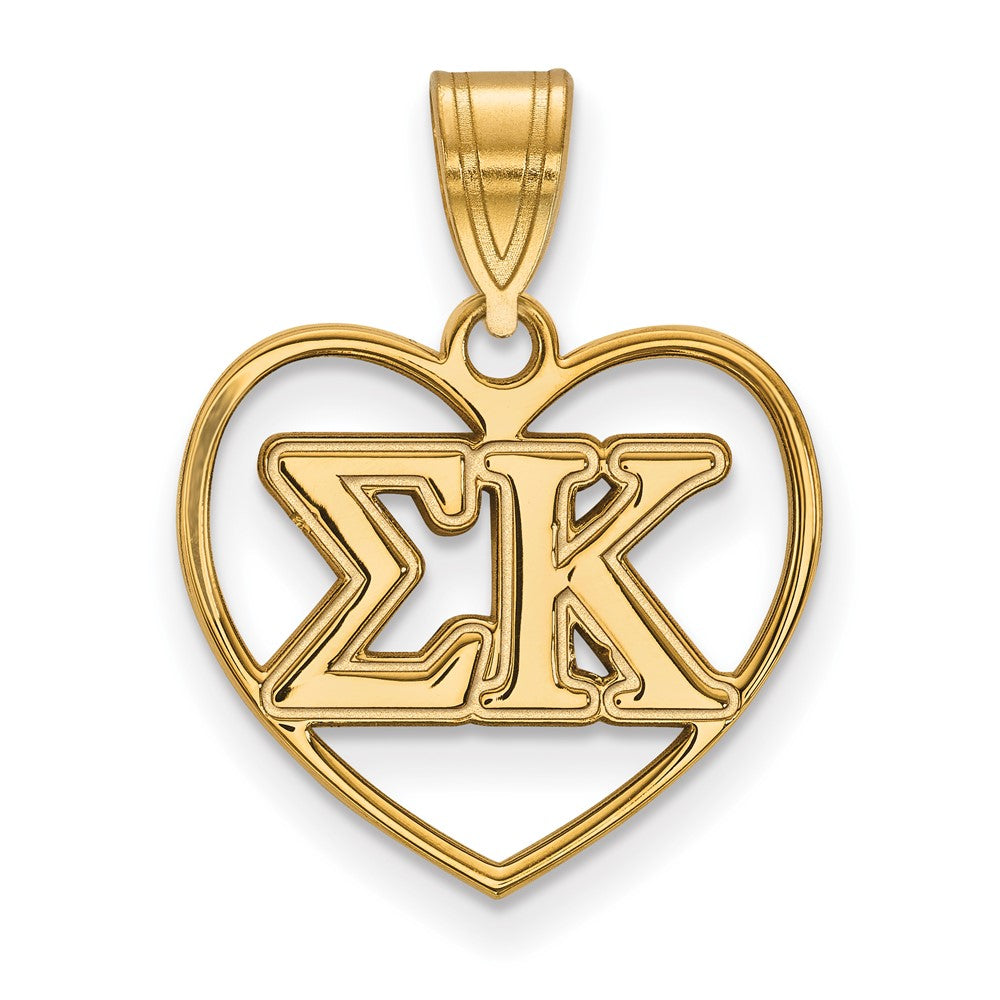 Vergoldet Sterlingsilber Logoart Sigma Kappa Sorority Greek Buchstaben Herz Anhänger