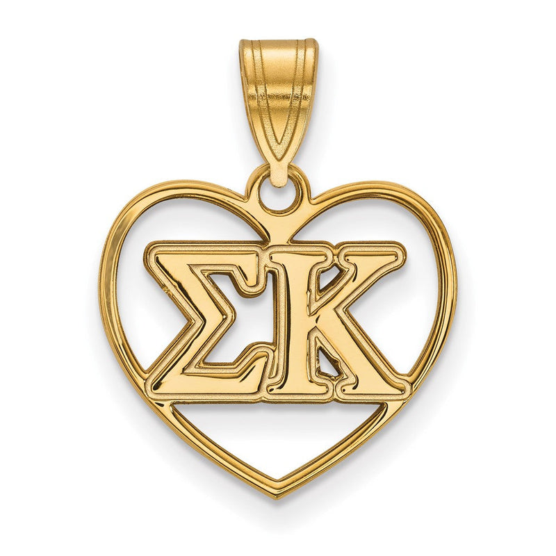 Vergoldet Sterlingsilber Logoart Sigma Kappa Sorority Greek Buchstaben Herz Anhänger