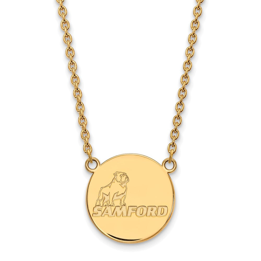 10K Gelbgold Logoart Samford University Groß Plättchen Anhänger 18 Zoll Halskette