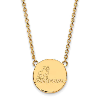 10K Gelbgold Logoart Samford University Groß Plättchen Anhänger 18 Zoll Halskette