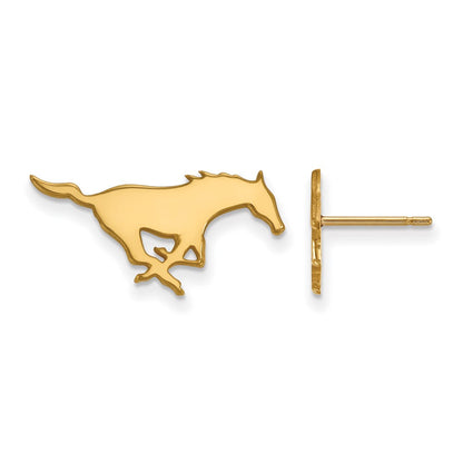 14K Gelbgold Logoart Southern Methodist University Mustang Klein Ohrstecker