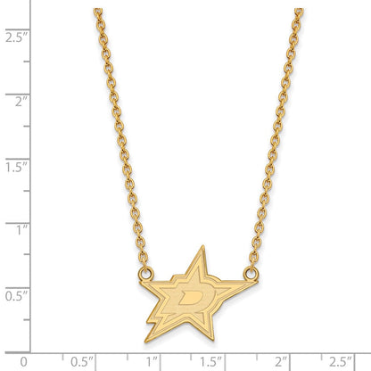 14K Gelbgold Nhl Logoart Dallas Sterne Groß Anhänger 18 Zoll Halskette