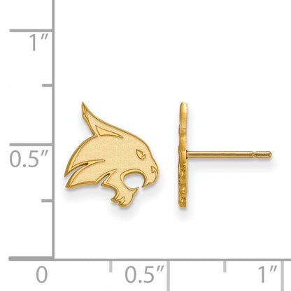 14K Gelbgold Logoart Texas State University Bobcat Klein Ohrstecker