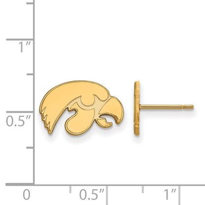 14K Gelbgold Logoart University Of Iowa Hawk Extra Klein Ohrstecker