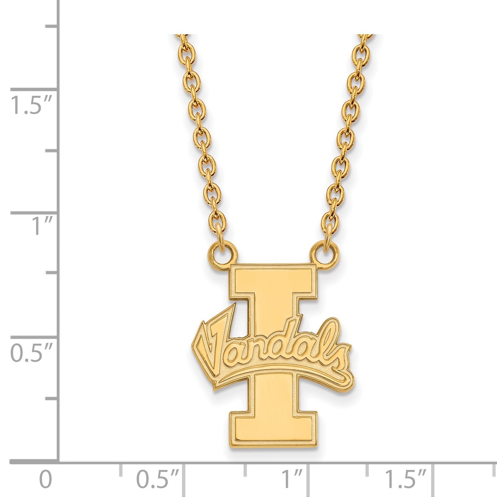 14K Gelbgold Logoart University Of Idaho Vandals Groß Anhänger 18 Zoll Halskette