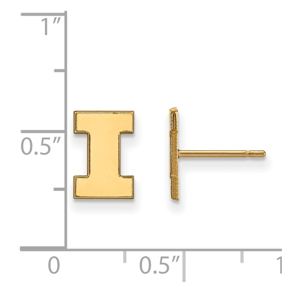 10K Gelbgold Logoart University Of Illinois Buchstabe I Extra Klein Ohrstecker