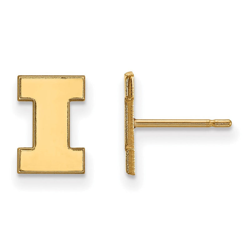 10K Gelbgold Logoart University Of Illinois Buchstabe I Extra Klein Ohrstecker