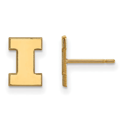 Vergoldet Sterlingsilber Logoart University Of Illinois Buchstabe I Extra Klein Ohrstecker