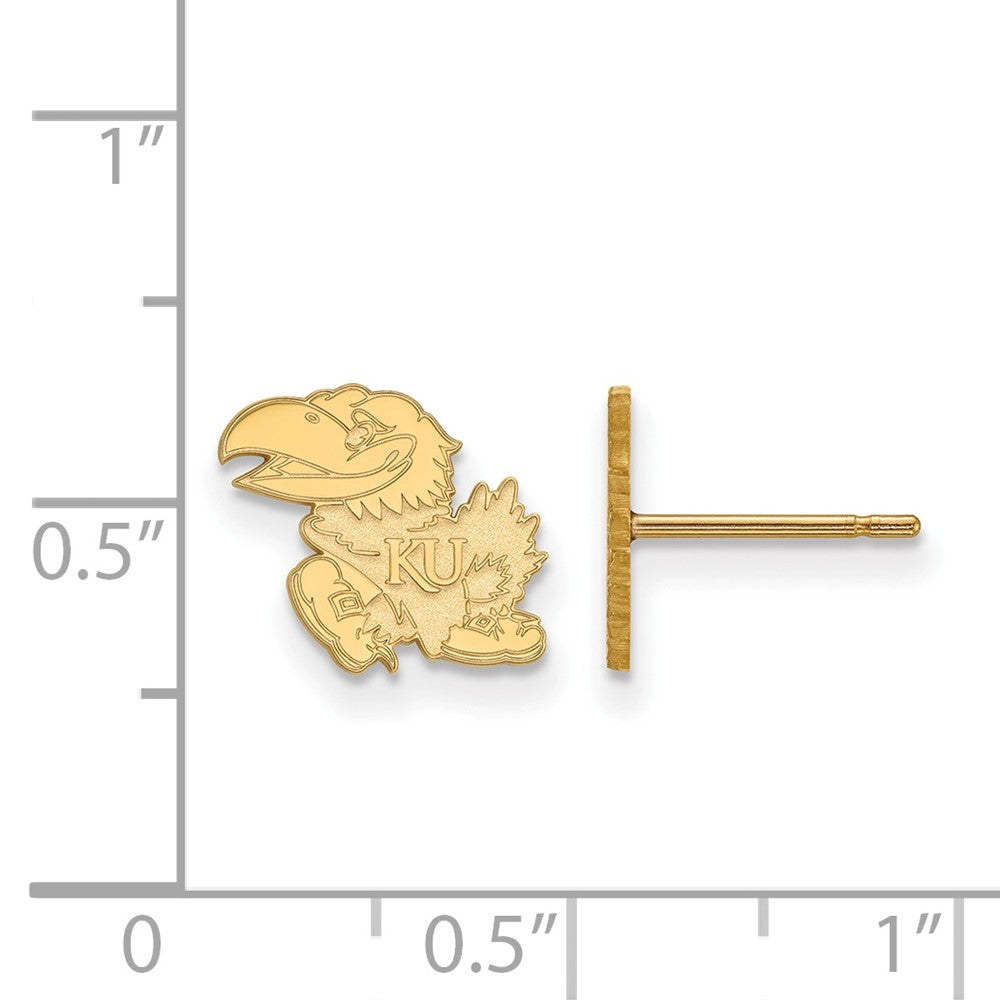10K Gelbgold Logoart University Of Kansas Jayhawk Extra Klein Ohrstecker