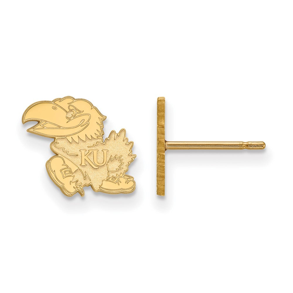 10K Gelbgold Logoart University Of Kansas Jayhawk Extra Klein Ohrstecker