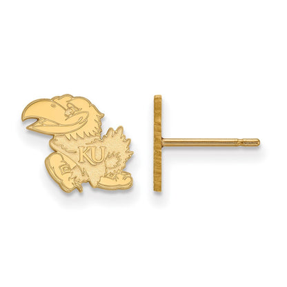 10K Gelbgold Logoart University Of Kansas Jayhawk Extra Klein Ohrstecker