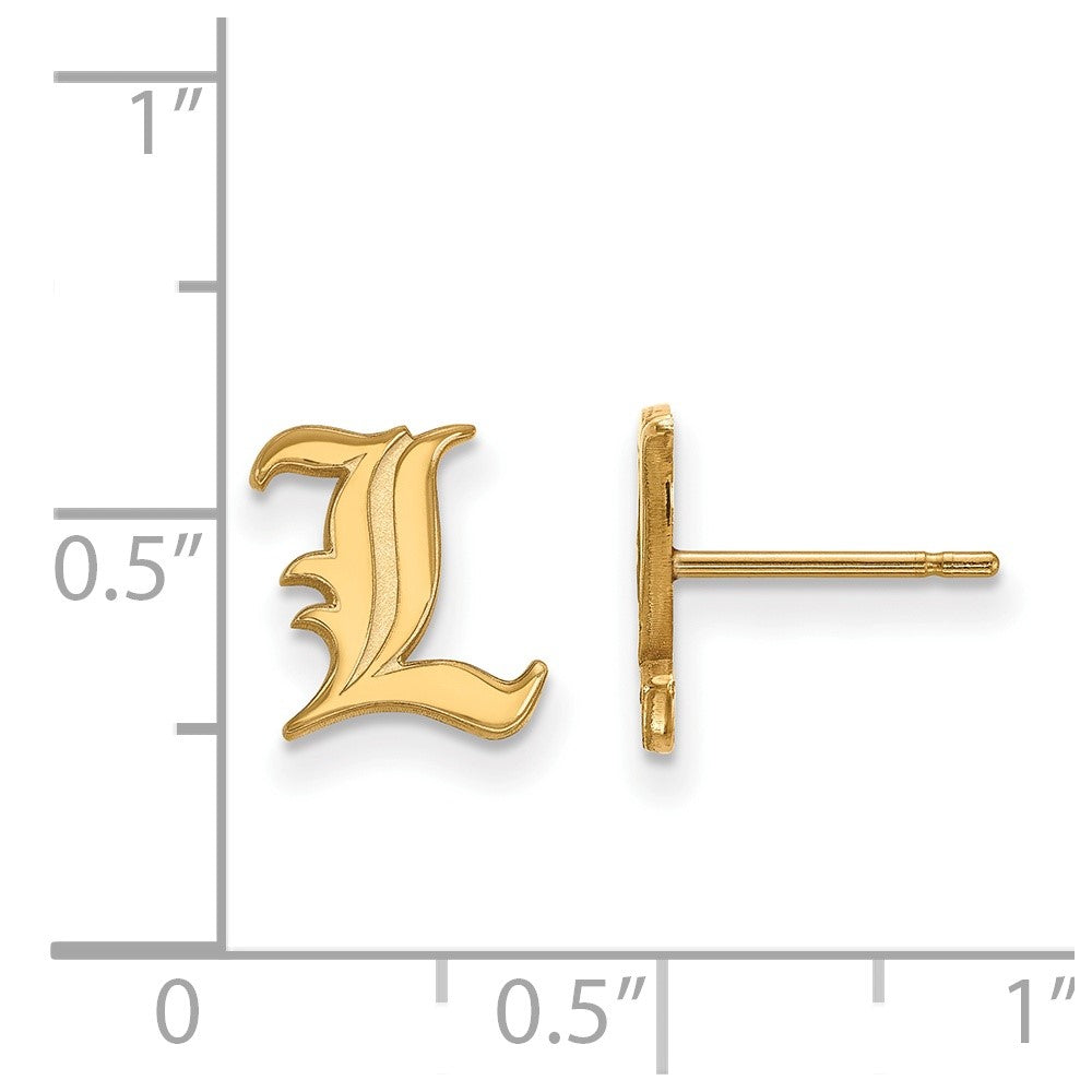 14K Gelbgold Logoart University Of Louisville Buchstabe L Extra Klein Ohrstecker