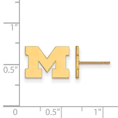 10K Gelbgold Logoart University Of Michigan Buchstabe M Extra Klein Ohrstecker