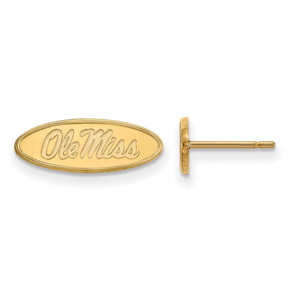 Vergoldet Sterlingsilber Logoart University Of Mississippi Ole Miss Oval Extra Klein Ohrstecker