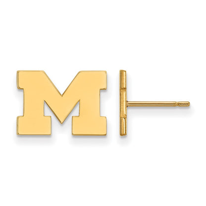 10K Gelbgold Logoart University Of Michigan Buchstabe M Extra Klein Ohrstecker