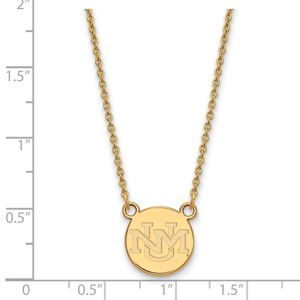 14K Gelbgold Logoart University Of New Mexico Klein Anhänger 18 Zoll Halskette