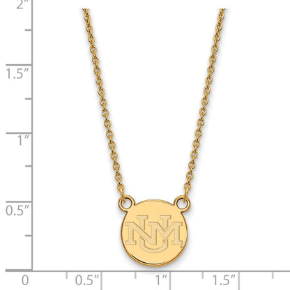 14K Gelbgold Logoart University Of New Mexico Klein Anhänger 18 Zoll Halskette