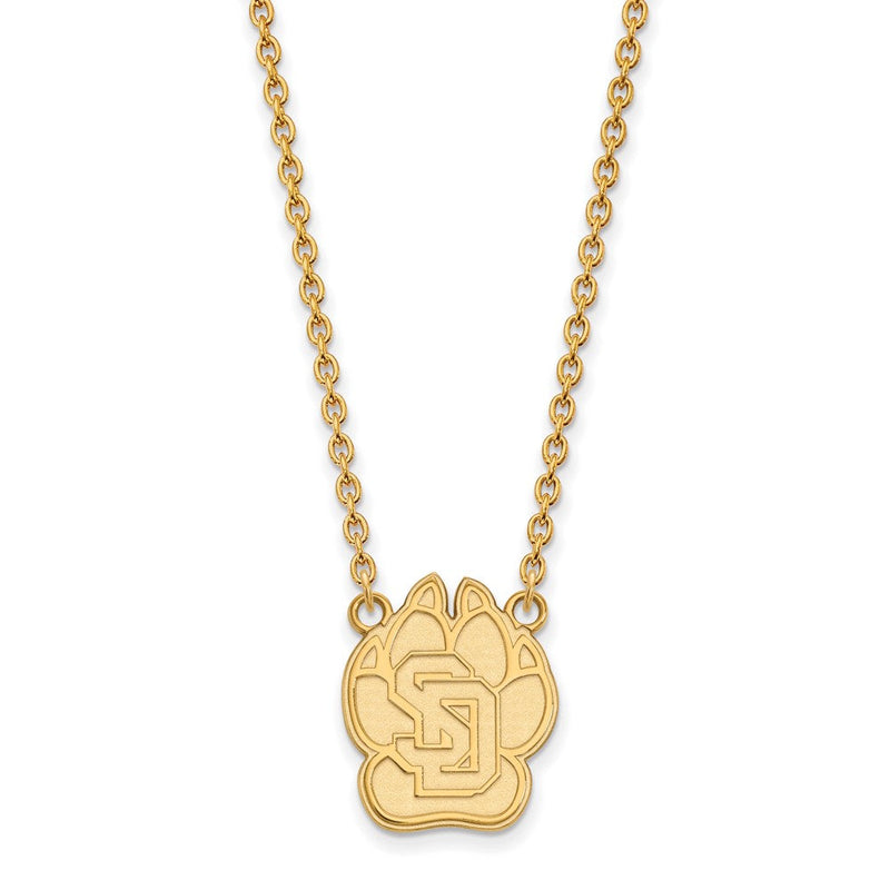 Vergoldet Sterlingsilber Logoart University Of South Dakota Groß Anhänger 18 Zoll Halskette