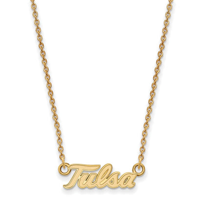 Vergoldet Sterlingsilber Logoart University Of Tulsa T U Klein Anhänger 18 Zoll Halskette