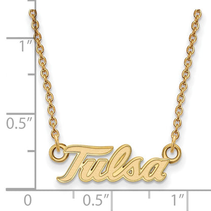 Vergoldet Sterlingsilber Logoart University Of Tulsa T U Klein Anhänger 18 Zoll Halskette