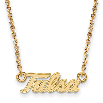 Vergoldet Sterlingsilber Logoart University Of Tulsa T U Klein Anhänger 18 Zoll Halskette