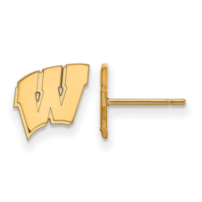 14K Gelbgold Logoart University Of Wisconsin Buchstabe W Extra Klein Ohrstecker