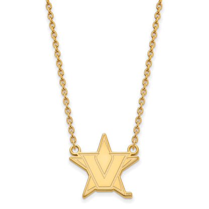 10K Gelbgold 10ky Logoart Vanderbilt University Groß Anhänger Halskette