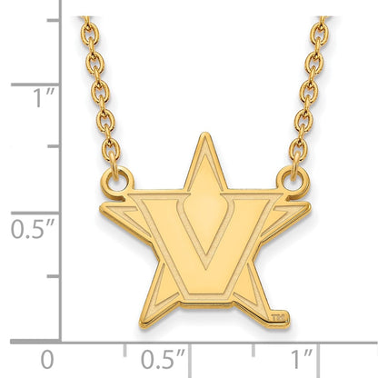 10K Gelbgold 10ky Logoart Vanderbilt University Groß Anhänger Halskette