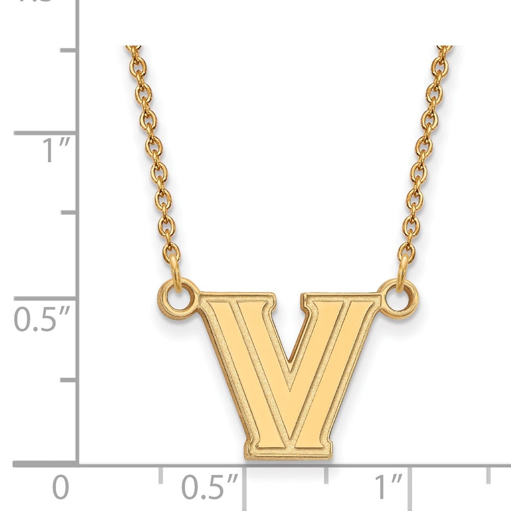 Vergoldet Sterlingsilber Logoart Villanova University Buchstabe V Klein Anhänger 18 Zoll Halskette