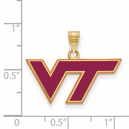 Vergoldet Sterlingsilber Logoart Virginia Tech V T Mittel Emailliert Anhänger
