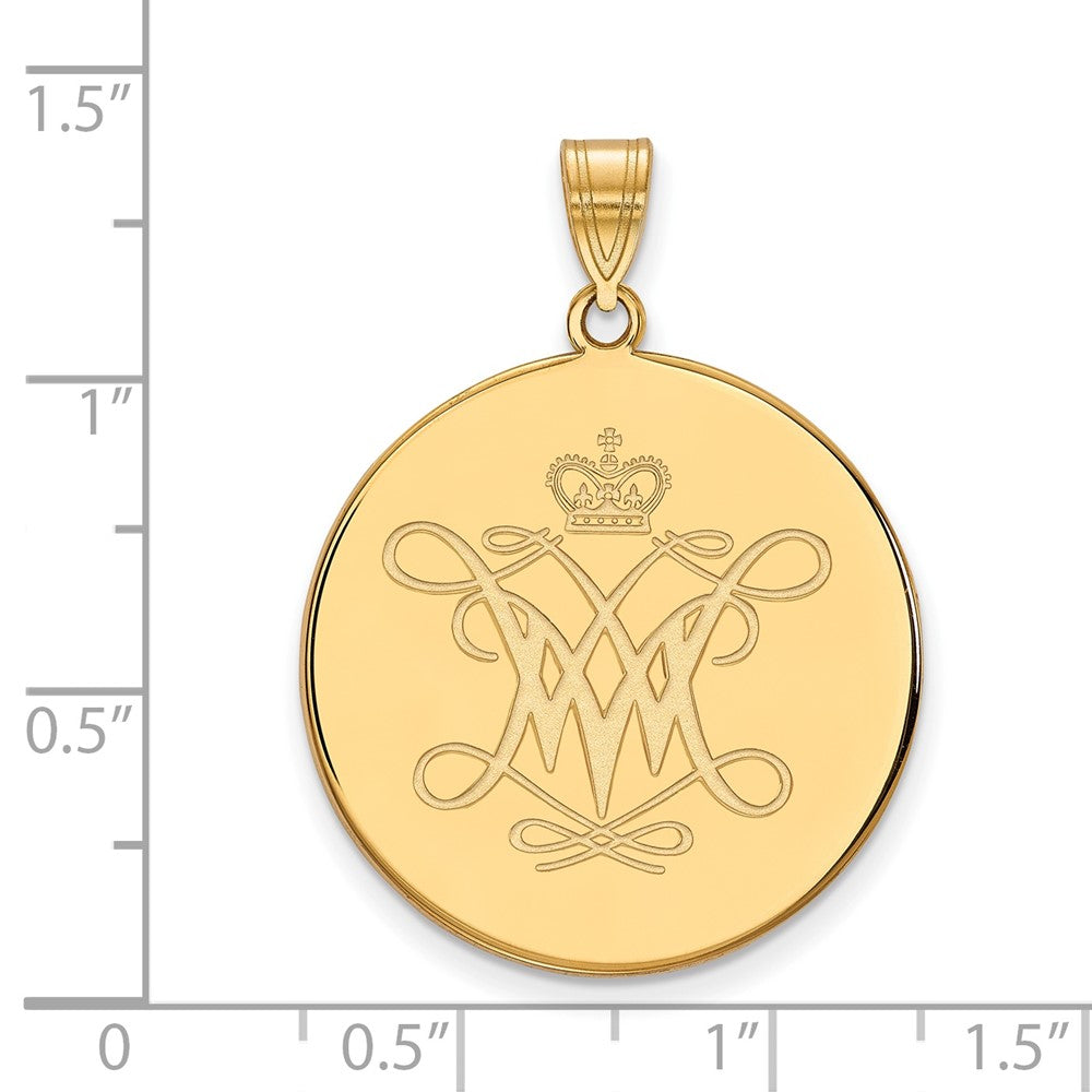 Vergoldet Sterlingsilber Logoart College Of William und Mary Extra Groß Plättchen Anhänger