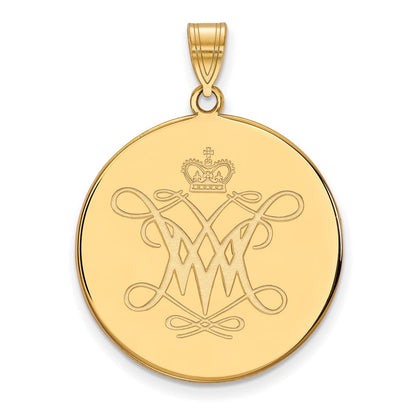 Vergoldet Sterlingsilber Logoart College Of William und Mary Extra Groß Plättchen Anhänger