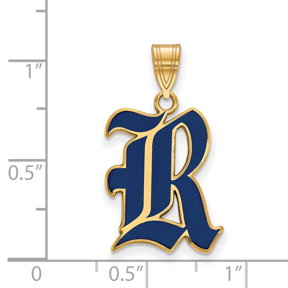 Vergoldet Sterlingsilber Logoart Rice University Buchstabe R Groß Emailliert Anhänger