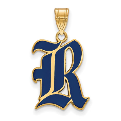 Vergoldet Sterlingsilber Logoart Rice University Buchstabe R Groß Emailliert Anhänger
