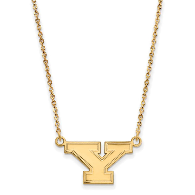 14K Gelbgold Logoart Youngstown State University Buchstabe Y Klein Anhänger 18 Zoll Halskette