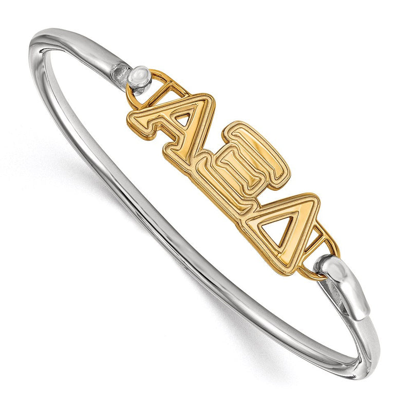 Vergoldet Sterlingsilber Gp Logoart Alpha Xi Delta Klein Haken und Verschluss Armreif