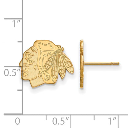 10K Gelbgold Nhl Logoart Chicago Blackhawks Klein Ohrstecker