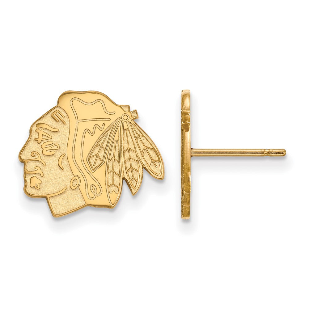 10K Gelbgold Nhl Logoart Chicago Blackhawks Klein Ohrstecker