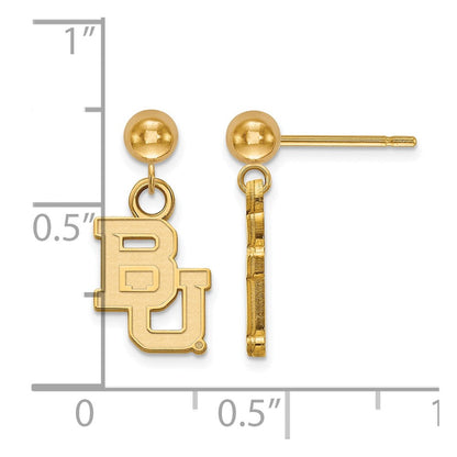14K Gelbgold Logoart Baylor University Bears Hängend Kugel Ohrstecker