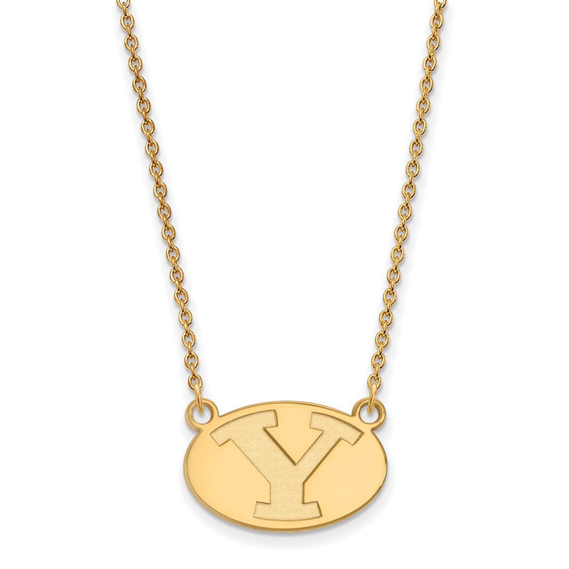 10K Gelbgold Logoart Brigham Young University Buchstabe Y Klein Anhänger 18 Zoll Halskette