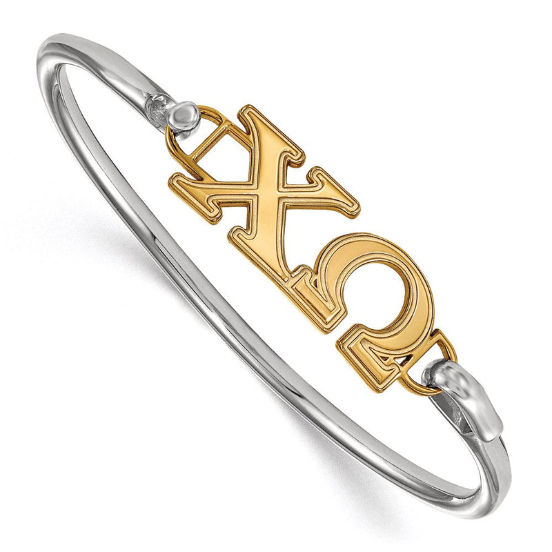 Vergoldet Sterlingsilber Gp Logoart Chi Omega Haken und Verschluss Armreif