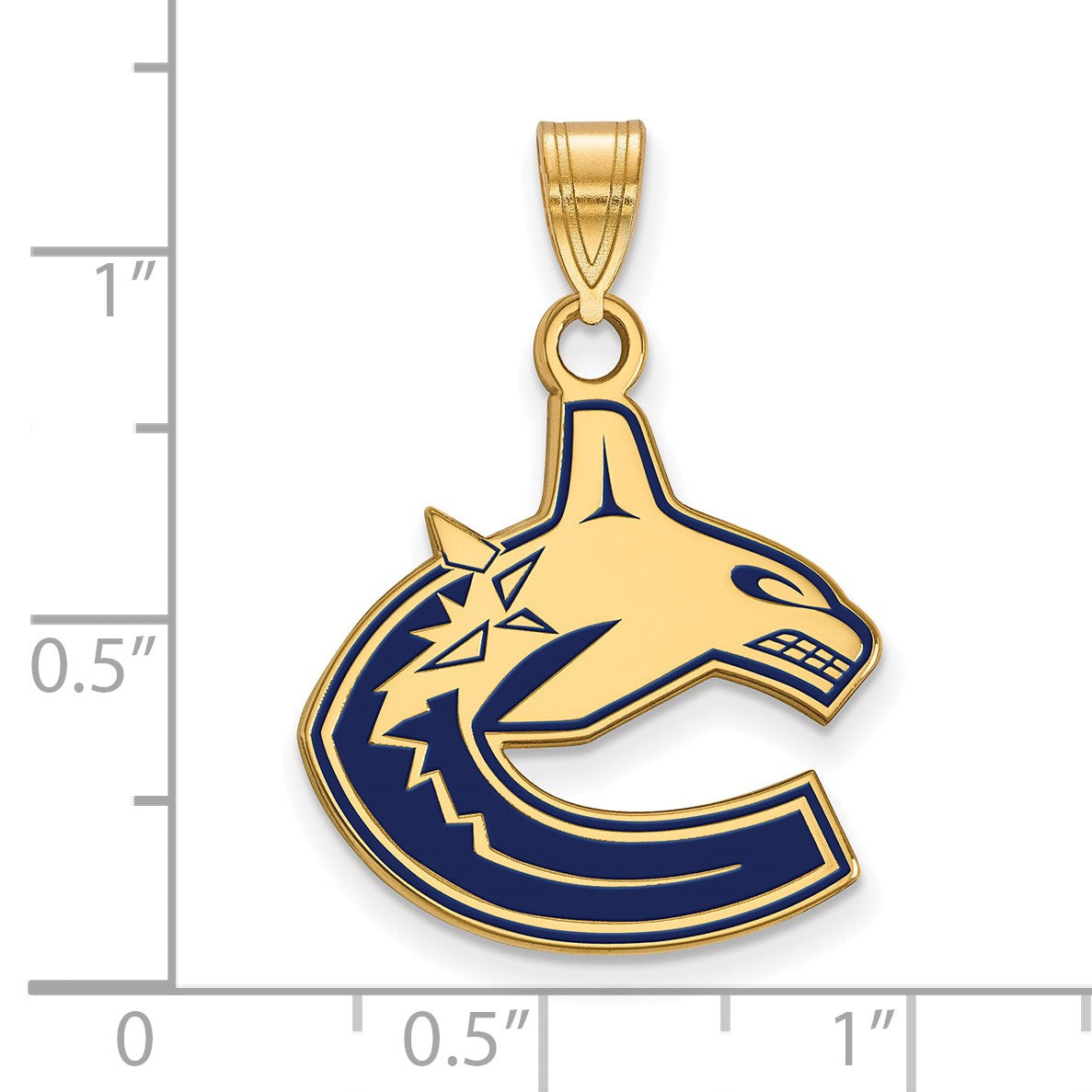 Vergoldet Sterlingsilber Nhl Logoart Vancouver Canucks Groß Emailliert Anhänger
