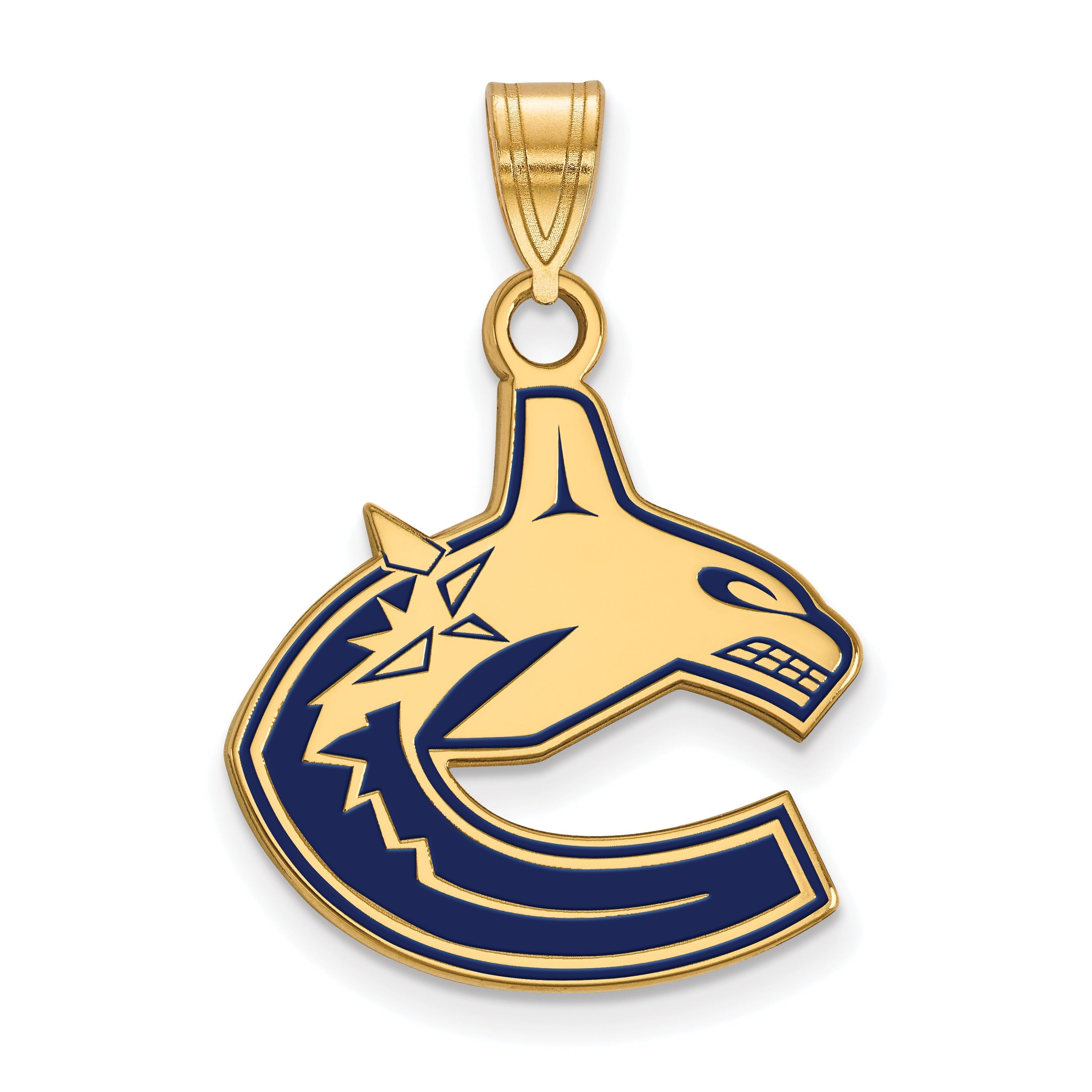 Vergoldet Sterlingsilber Nhl Logoart Vancouver Canucks Groß Emailliert Anhänger