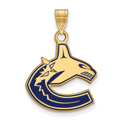 Vergoldet Sterlingsilber Nhl Logoart Vancouver Canucks Groß Emailliert Anhänger