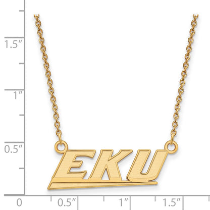 10K Gelbgold Logoart Eastern Kentucky University E K U Klein Anhänger 18 Zoll Halskette