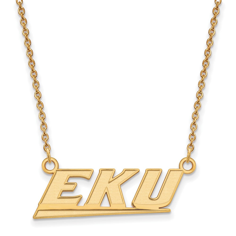 14K Gelbgold Logoart Eastern Kentucky University E K U Klein Anhänger 18 Zoll Halskette