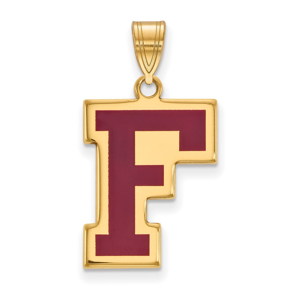 Vergoldet Sterlingsilber Logoart Fordham University Buchstabe F Groß Emailliert Anhänger